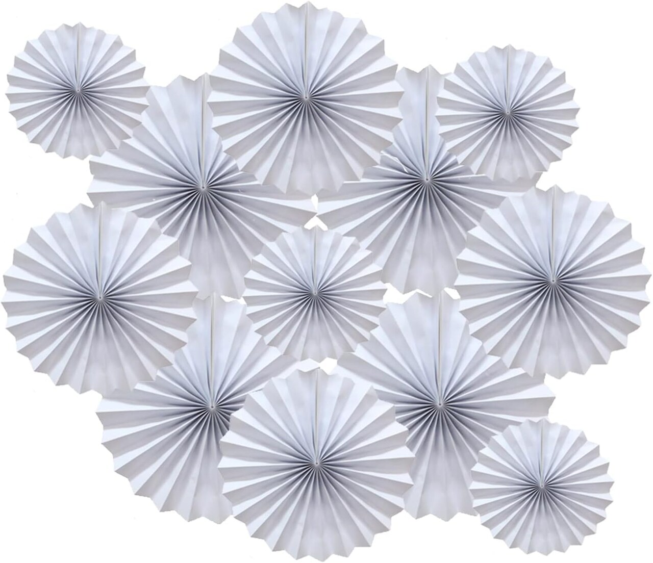 12 Pcs Decoration Hanging Party White Paper Fans Set for Birthday Wedding Graduation Events Accessories(White)